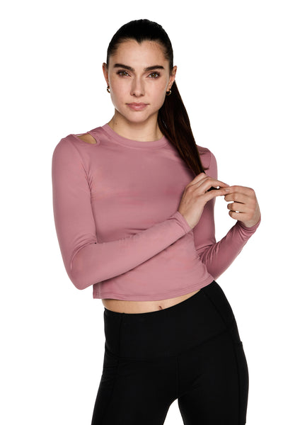 Dynamic Seamless Cropped Long Sleeve Top, Pink