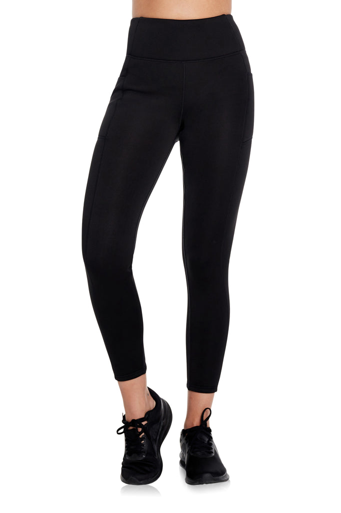 HeatLab Fleece Lined Winter Yoga Pants - HY49 - Space Dye Black / XS